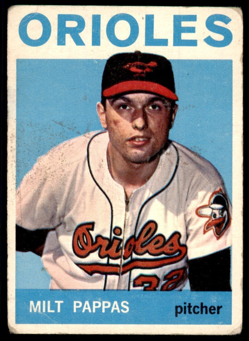 1964 Topps Baseball Card Milt Pappas D Baltimore Orioles #45