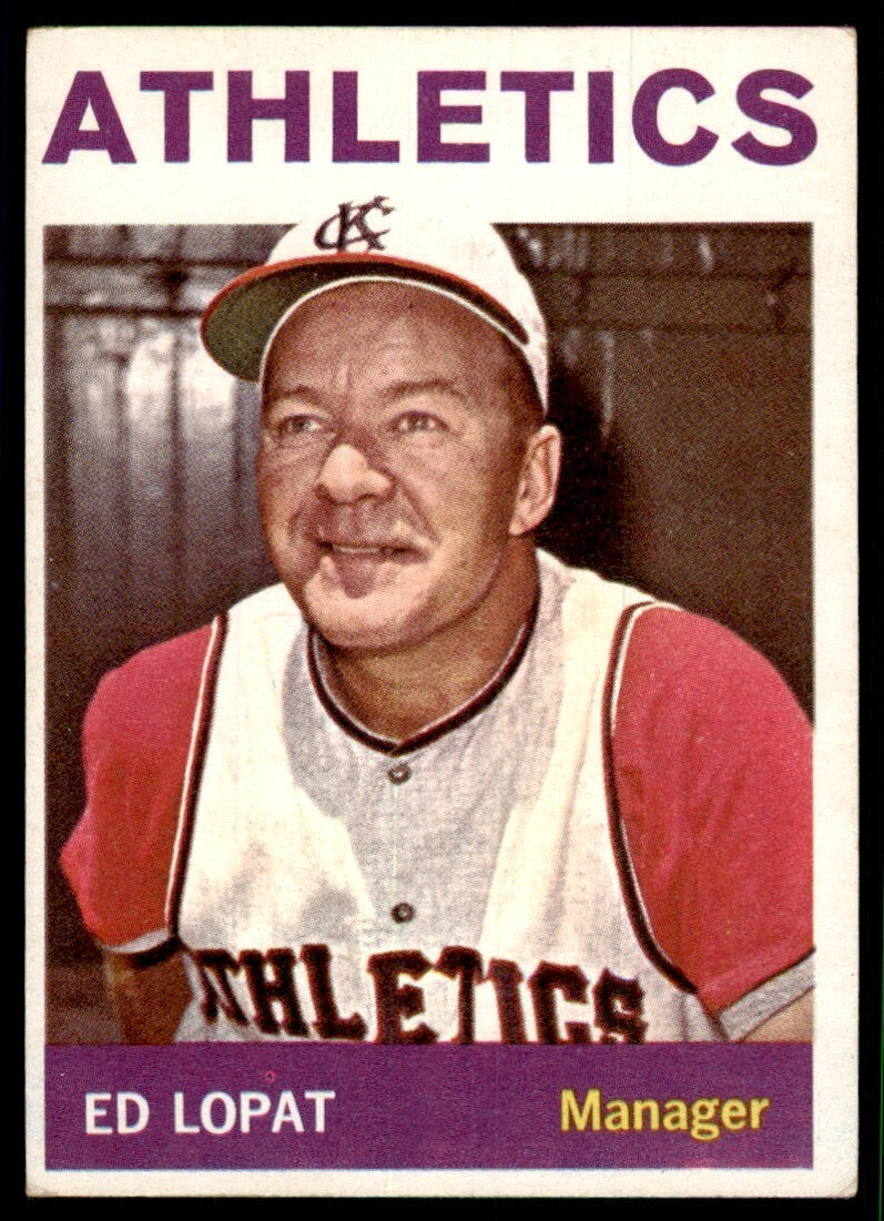 1964 Topps Baseball Card Ed Lopat Kansas City Athletics #348
