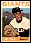 1964 Topps Jose Pagan Baseball Card San Francisco Giants #123 A