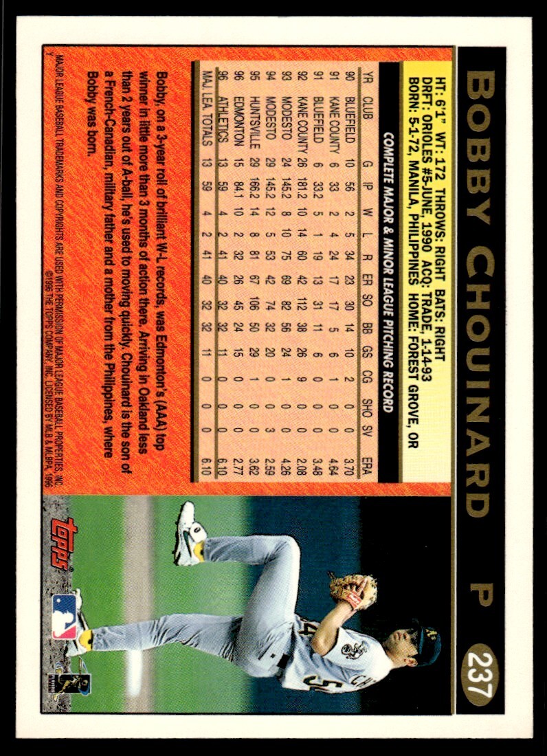 1997 Topps Baseball Card Bobby Chouinard p Oakland Athletics #237