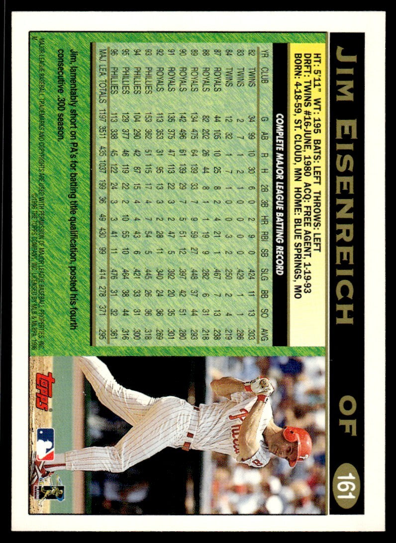 1997 Topps Baseball Card Jim Eisenreich gy Philadelphia Phillies #161
