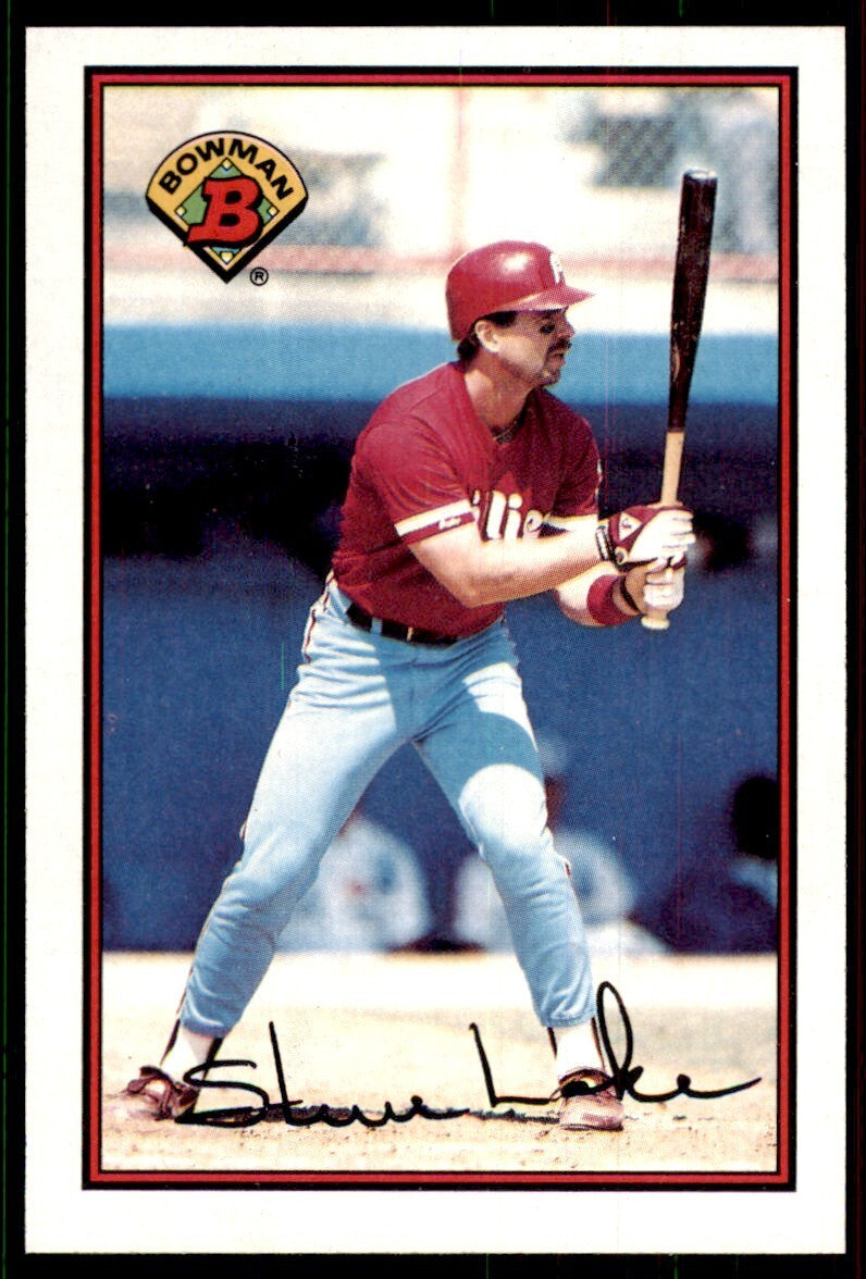 1989 Bowman Baseball Card Steve Lake Philadelphia Phillies #399