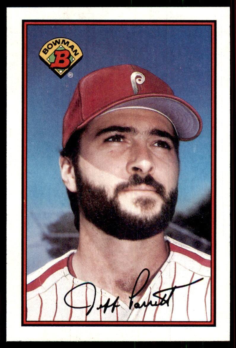 1989 Bowman Baseball Card Jeff Parrett Philadelphia Phillies #390
