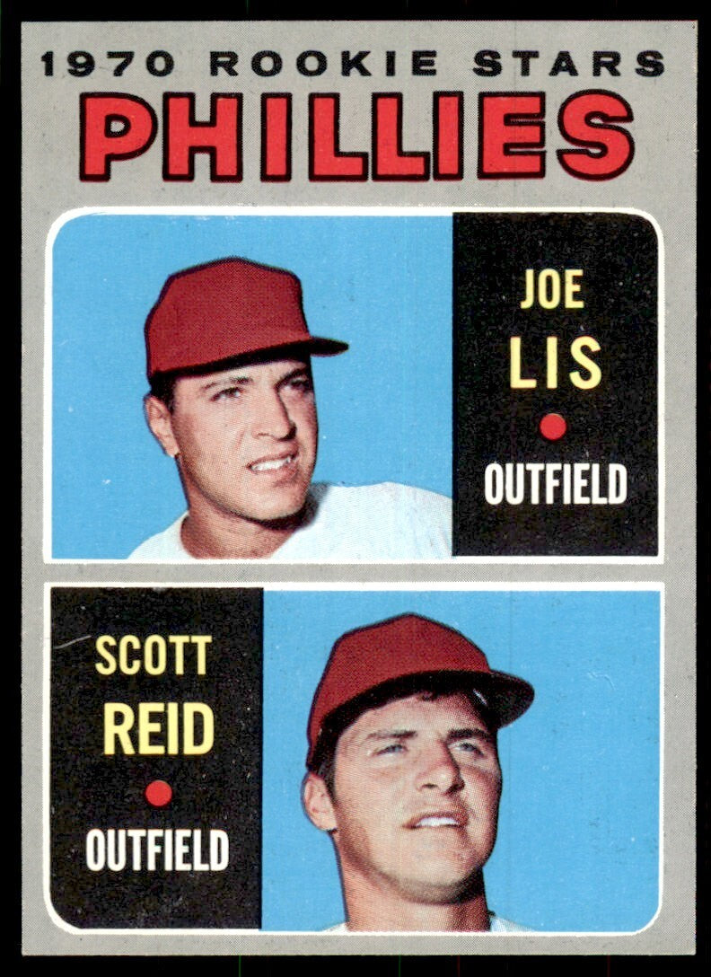 1970 Topps Baseball Card Phillies Rookies - Joe Lis/Scott Reid Philadelphia