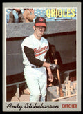 1970 Topps Baseball Card (Damaged) Andy Etchebarren Baltimore Orioles #213