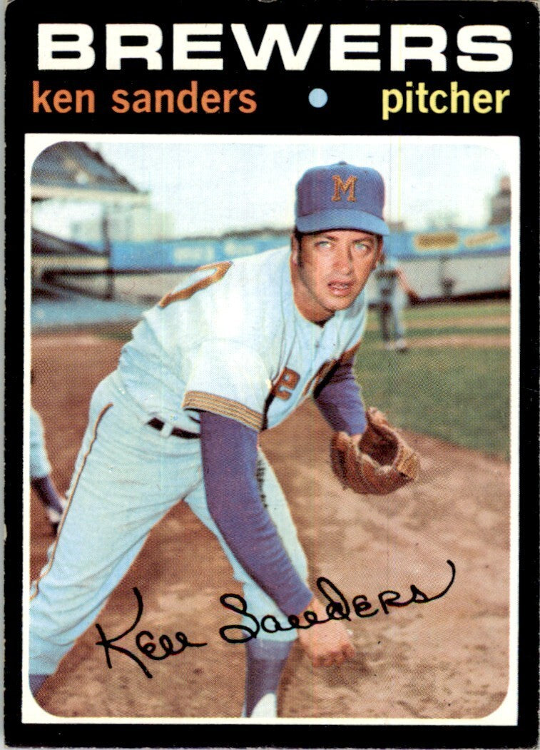 1971 Topps Baseball Card Ken Sanders A Milwaukee Brewers #116