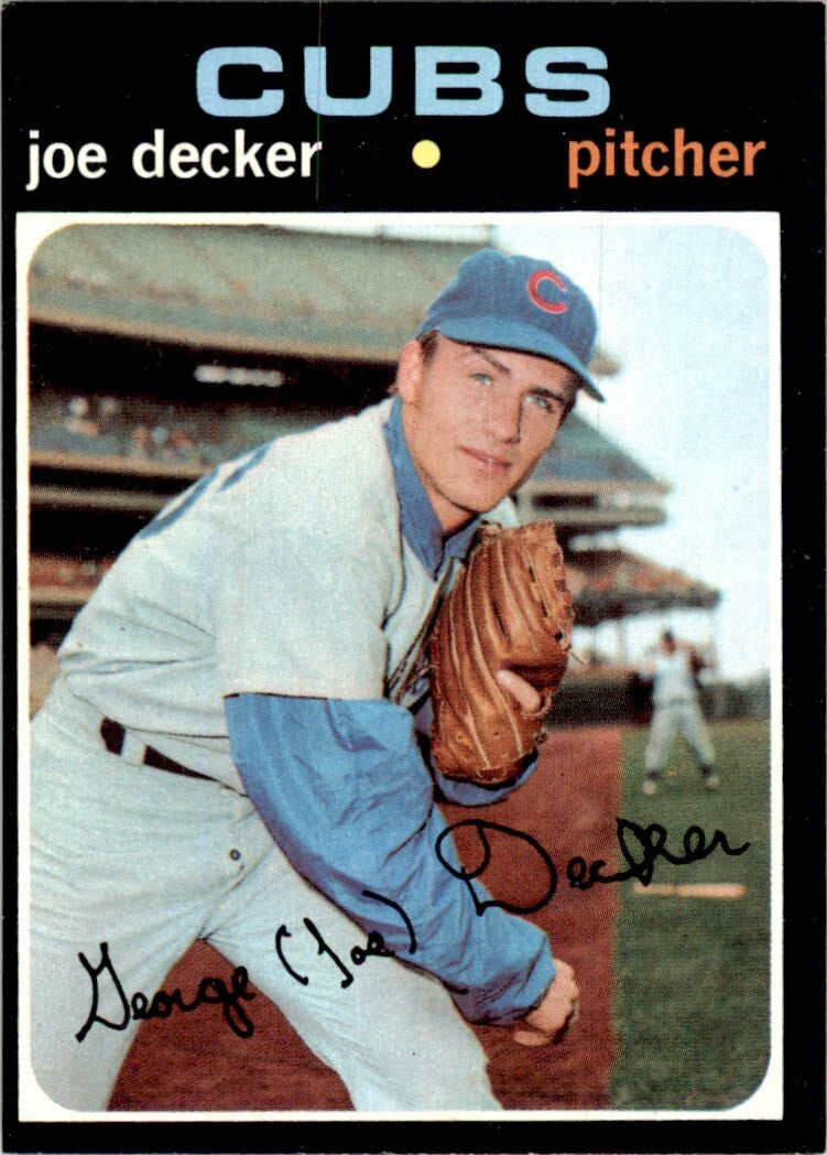 1971 Topps Baseball Card Joe Decker Rookie Chicago Cubs #98