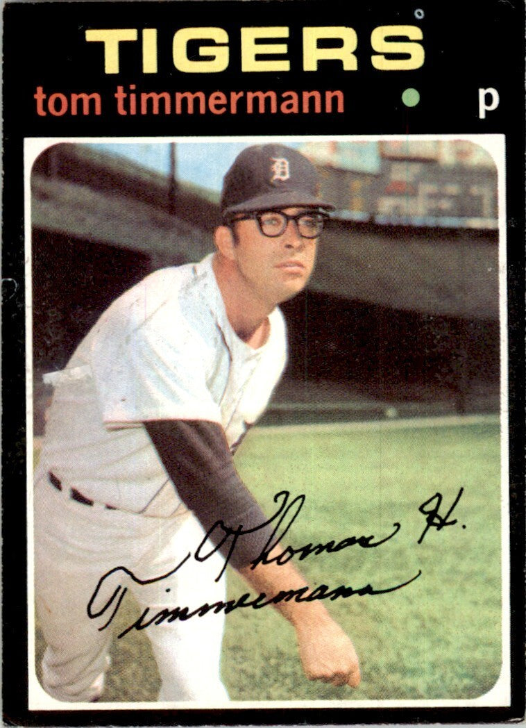 1971 Topps Baseball Card Tom Timmermann Detroit Tigers #296
