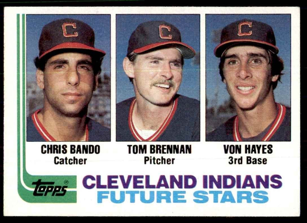 1982 Topps Indians Future Stars - Chris Bando/Tom Brennan/Von Hayes J Baseball