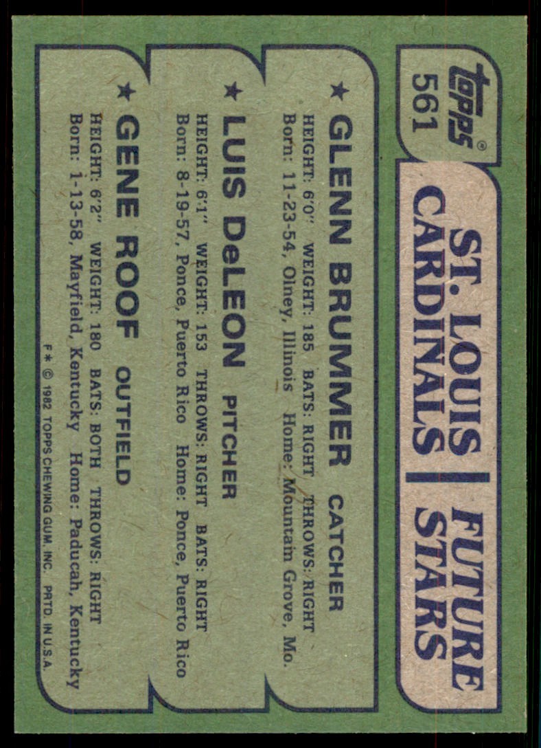 1982 Topps Cardinals Future Stars - Glenn Brummer/Luis DeLeon/Gene Roof Baseball