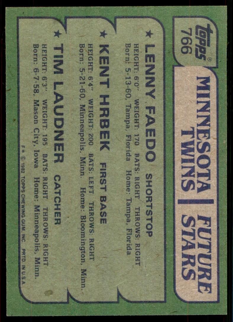 1982 Topps Twins Future Stars - Lenny Faedo/Kent Hrbek/Tim Laudner I Baseball