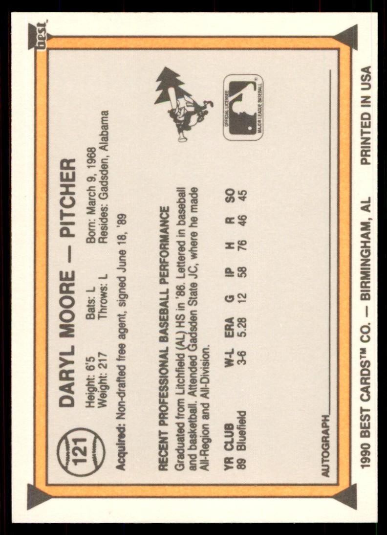 1990 Best Daryl Moore Baseball Cards #121