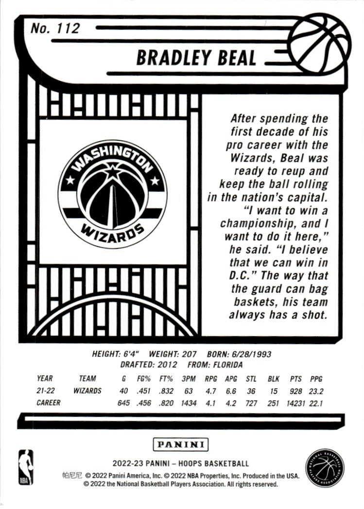 2022-23 Hoops Basketball Card Bradley Beal A #112