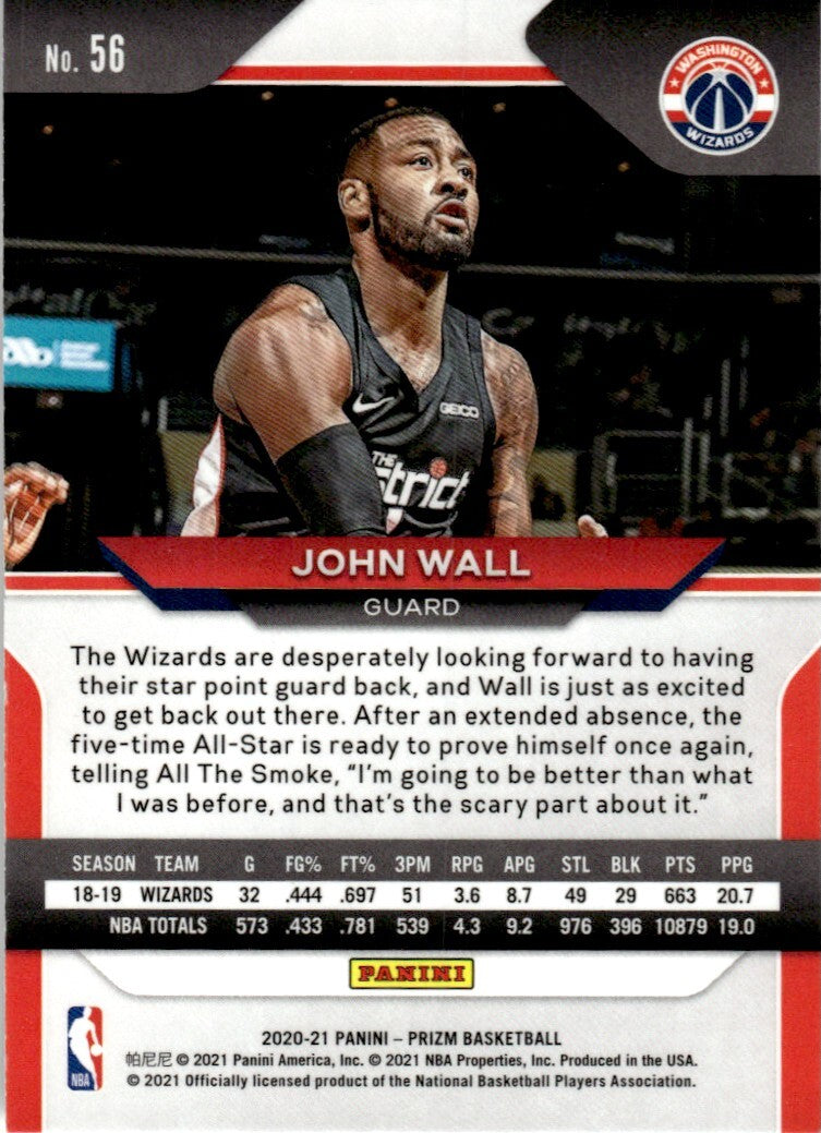 2020 Panini Prizm Basketball Card John Wall #56