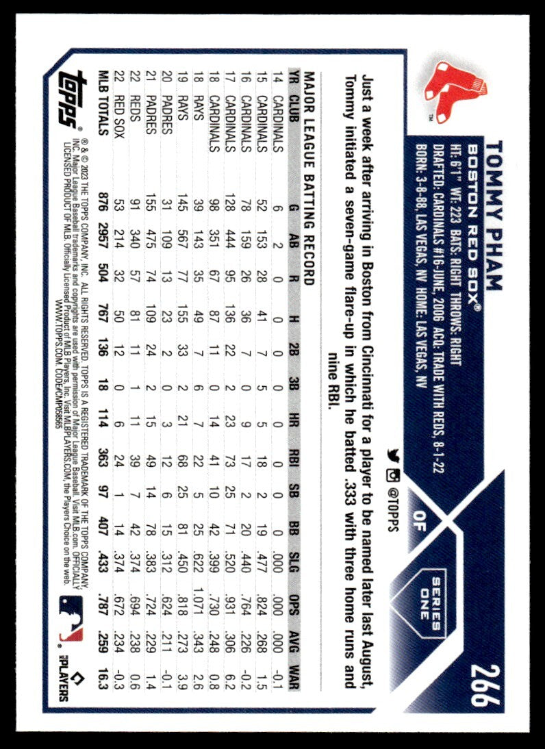 2023 Topps Baseball Card Tommy Pham Boston Red Sox #266