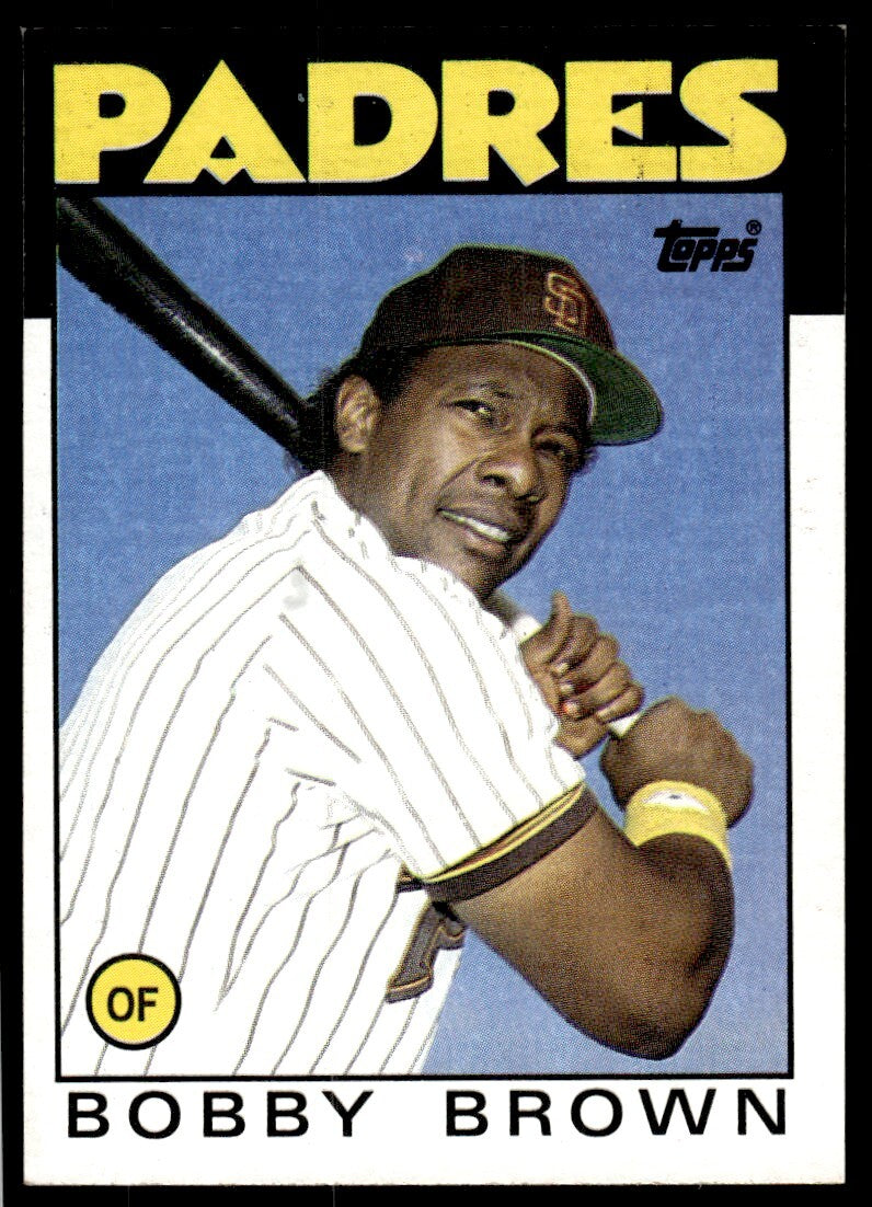 1986 Topps Baseball Card Bobby Brown A San Diego Padres #182