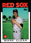 1986 Topps Baseball Card Mark Clear Boston Red Sox #349