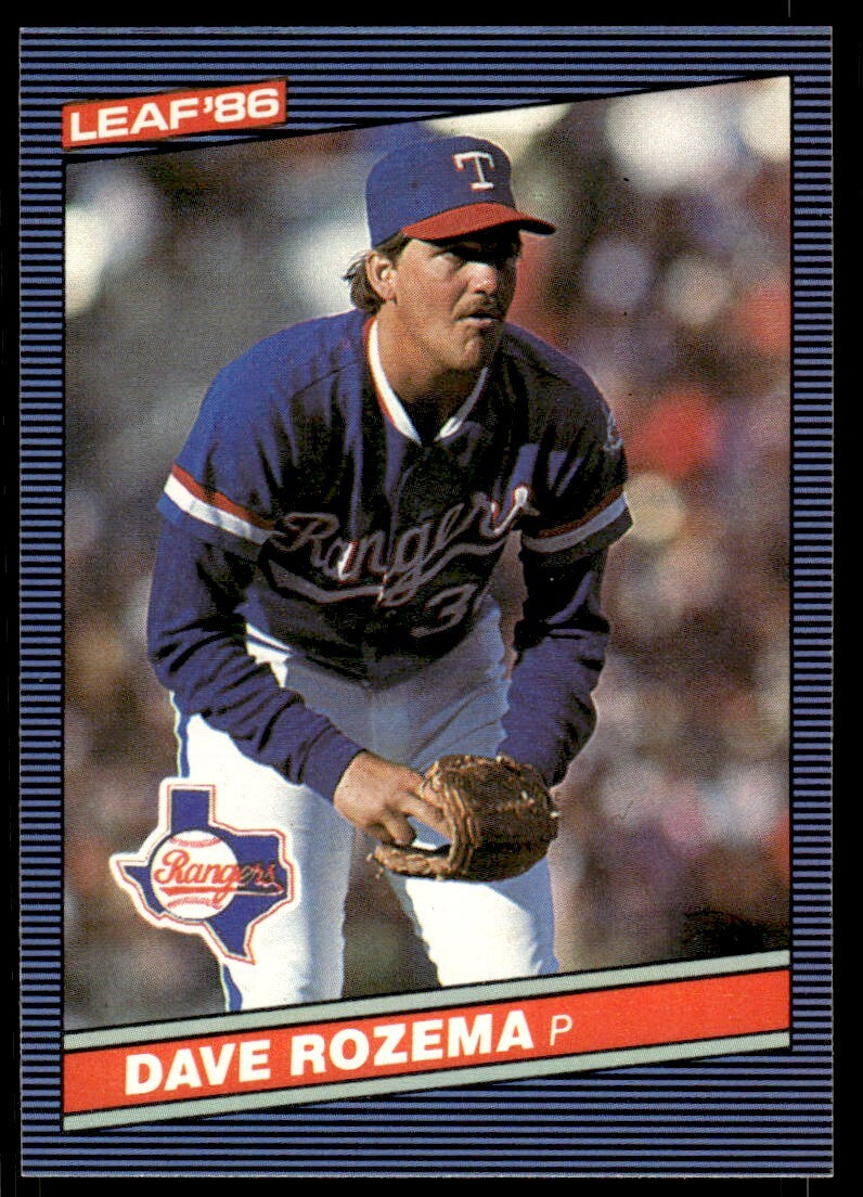 1986 Leaf Baseball Card Dave Rozema Texas Rangers #154