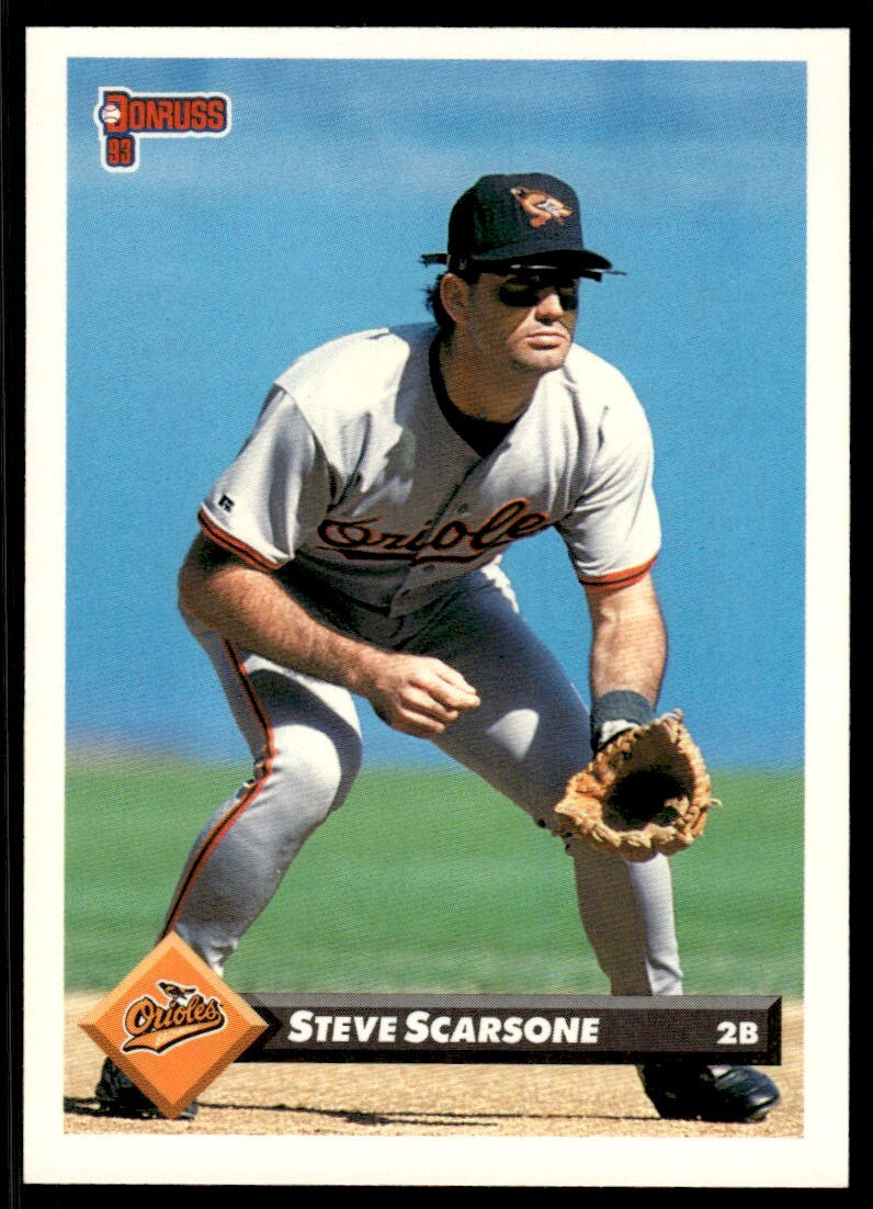 1993 Donruss Baseball Card Steve Scarsone Baltimore Orioles #381