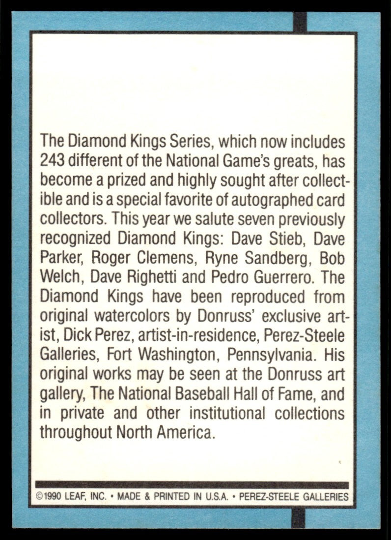 1991 Donruss Baseball Card Diamond Kings Checklist 1-26 #27