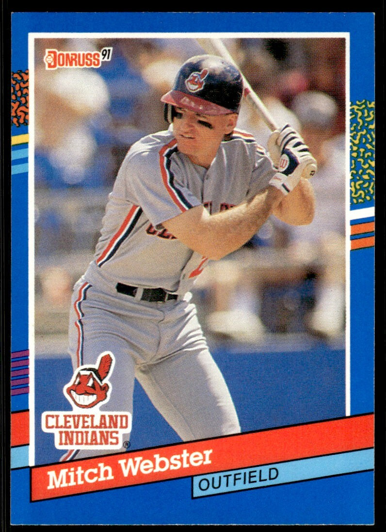 1991 Donruss Baseball Card Mitch Webster Cleveland Indians #283