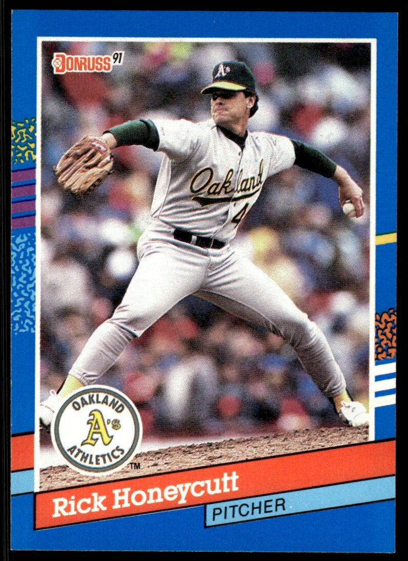 1991 Donruss Baseball Card Rick Honeycutt Oakland Athletics #373