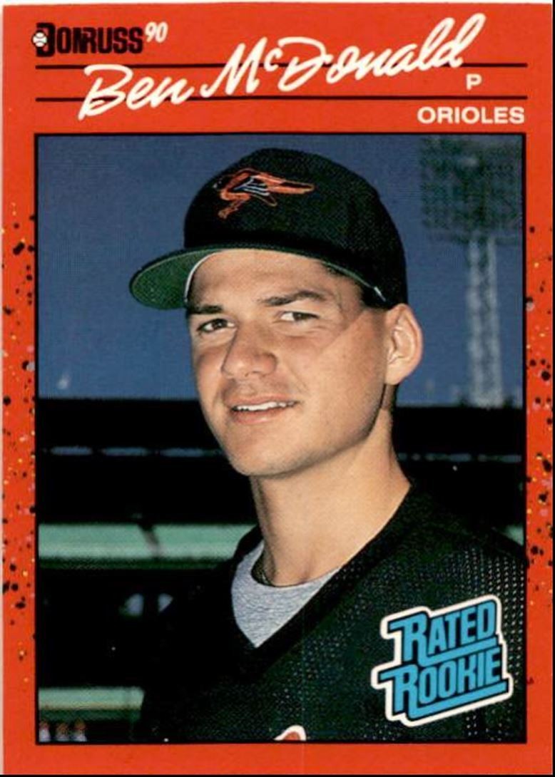 1990 Donruss Baseball Card Ben McDonald Rookie Baltimore Orioles #32