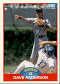 1989 Score Baseball Card Dave Anderson A Los Angeles Dodgers #478