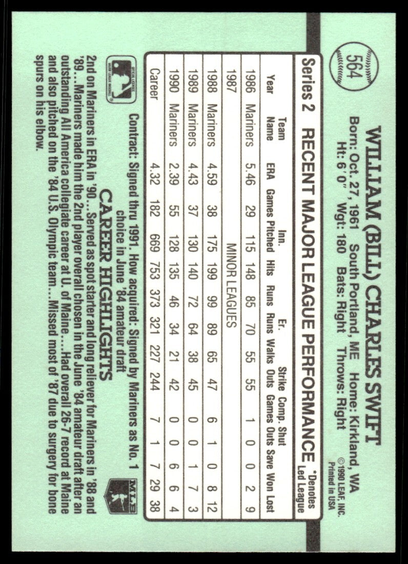 1991 Donruss Baseball Card Bill Swift Seattle Mariners #564