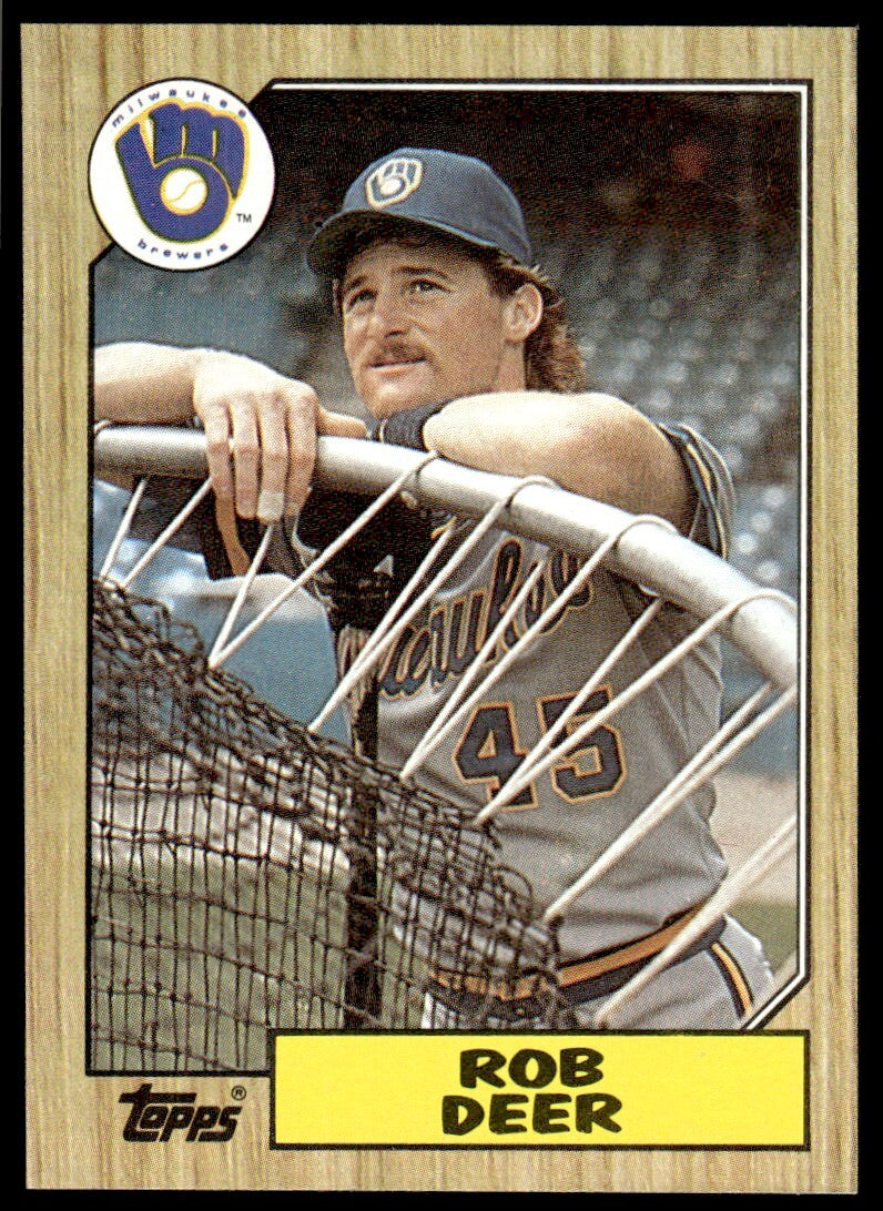 1987 Topps Baseball Card Rob Deer Milwaukee Brewers #547