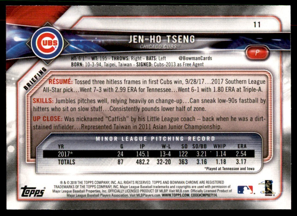 2018 Bowman Jen-Ho Tseng A Baseball Cards #11