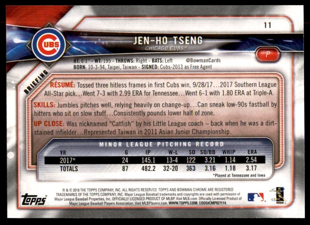 2018 Bowman Jen-Ho Tseng B Baseball Cards #11