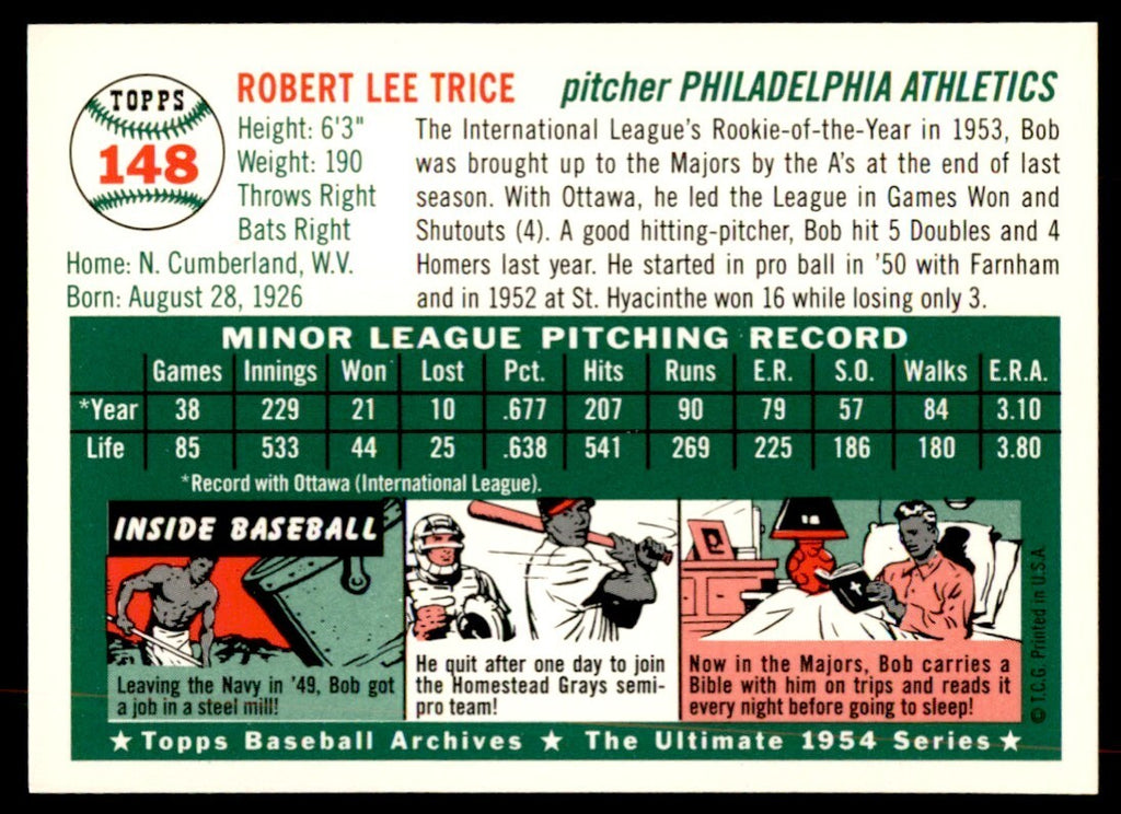 1994 Topps Archives 1954 Bob Trice Baseball Cards #148