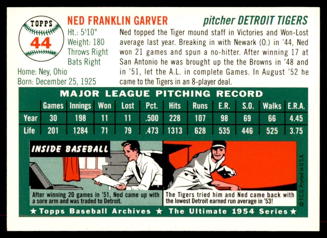 1994 Topps Archives 1954 Ned Garver Baseball Cards #44