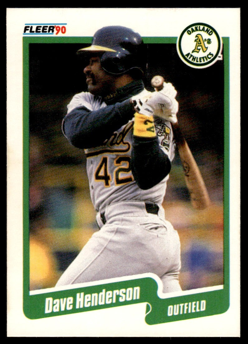 1990 Fleer Baseball Card Dave Henderson Oakland Athletics #9