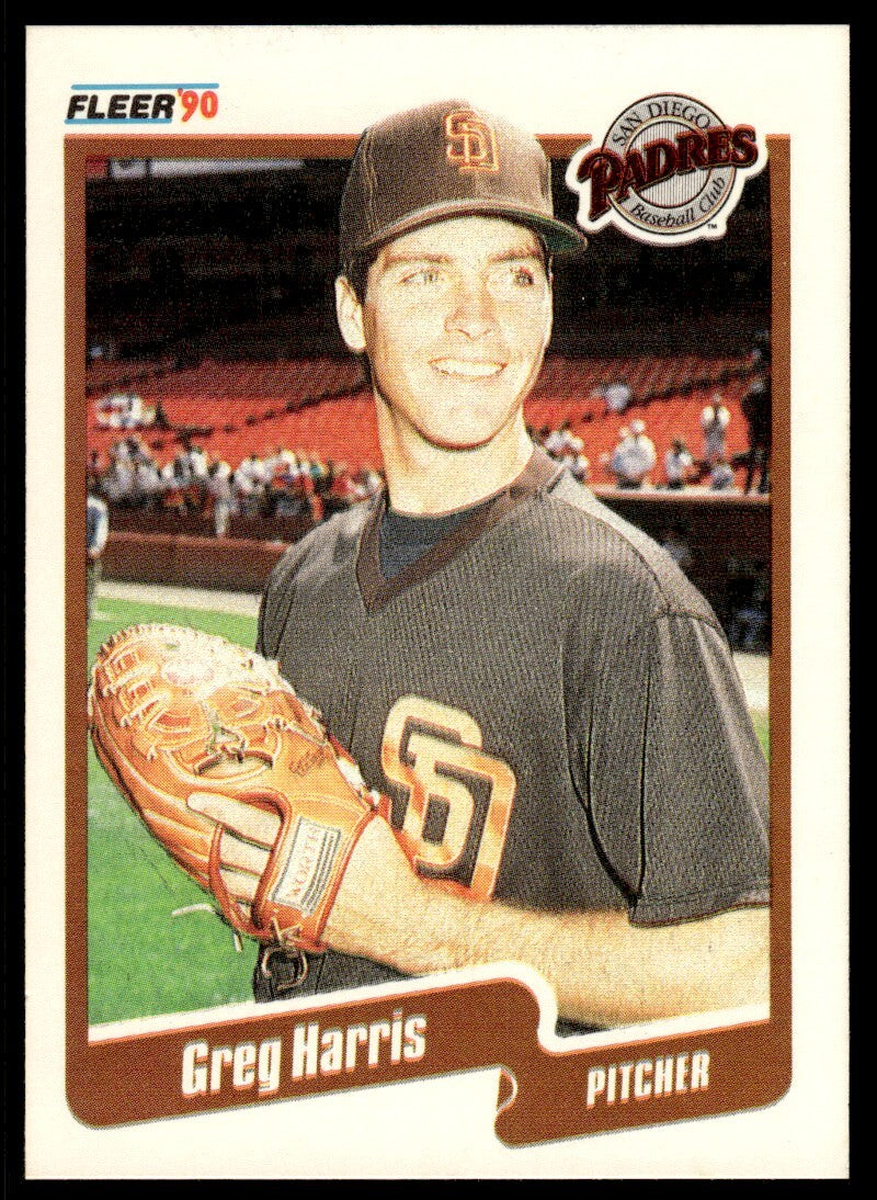 1990 Fleer Baseball Card Greg Harris San Diego Padres #158