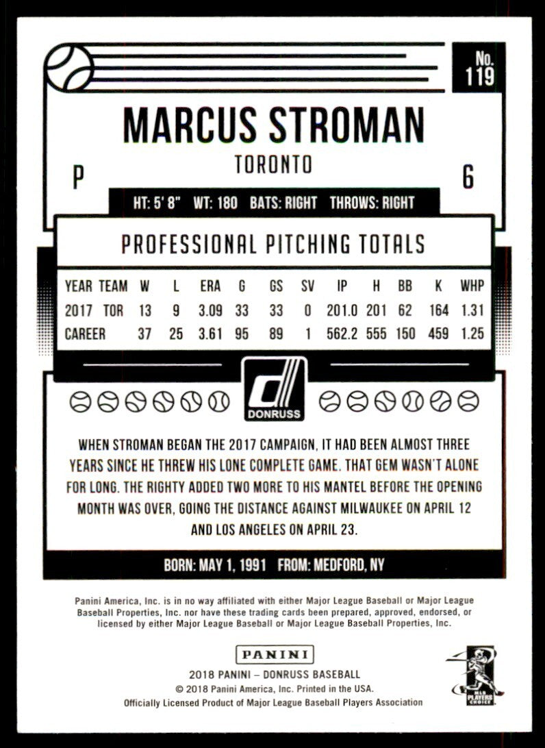 2018 Donruss Marcus Stroman Baseball Cards #119