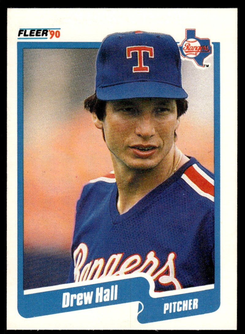 1990 Fleer Baseball Card Drew Hall Texas Rangers #299