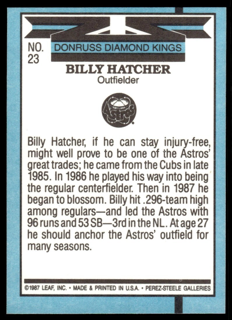 1988 Donruss Baseball Card Billy Hatcher Houston Astros #23