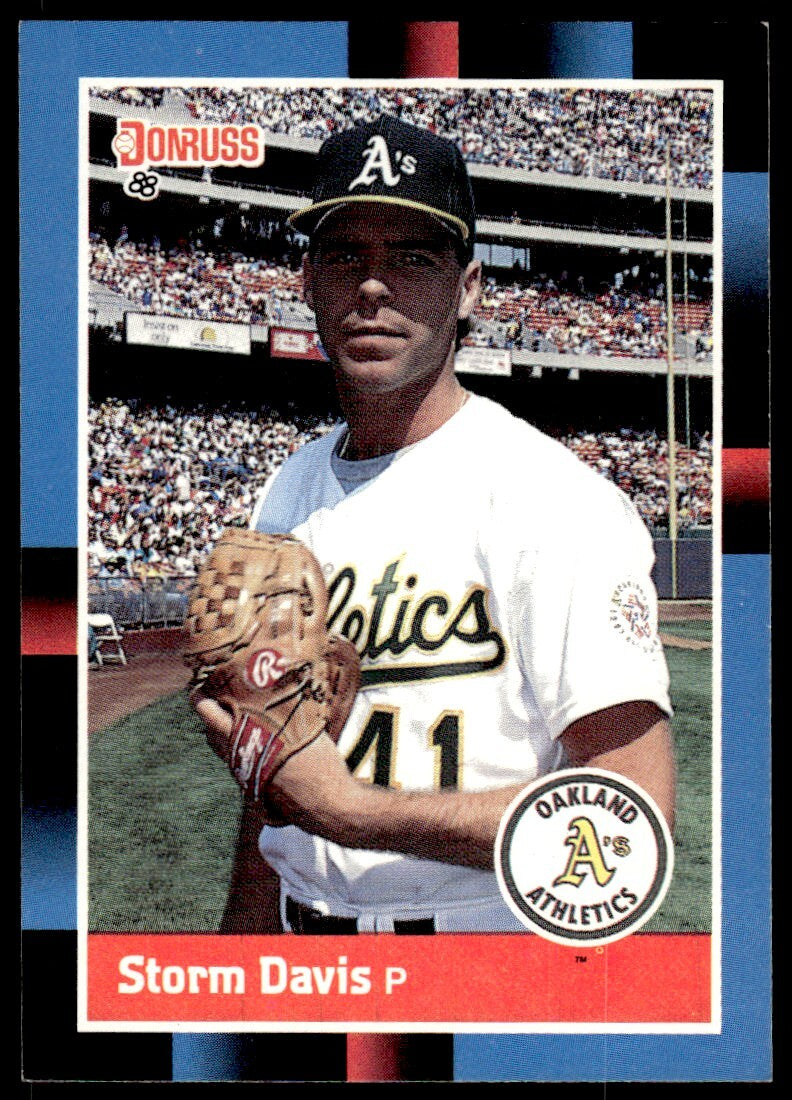 1988 Donruss Baseball Card Storm Davis Oakland Athletics #595