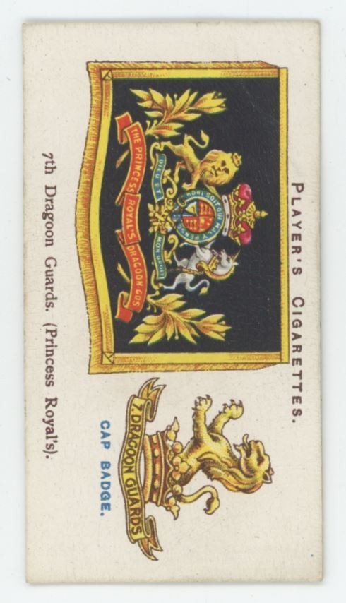 1924 Player's Cigarettes Drum Banners & Cap Badges 7th Dragoon Guards #10