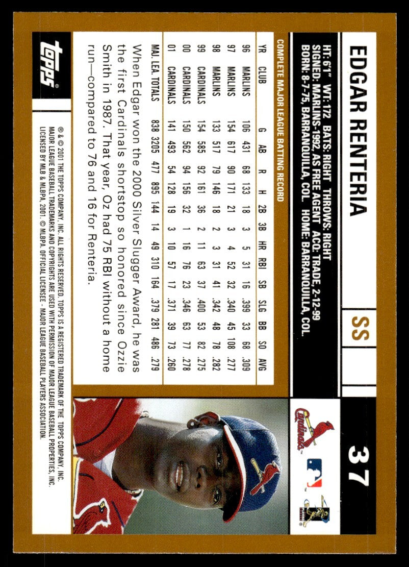 2002 Topps Baseball Card Edgar Renteria A St. Louis Cardinals #37