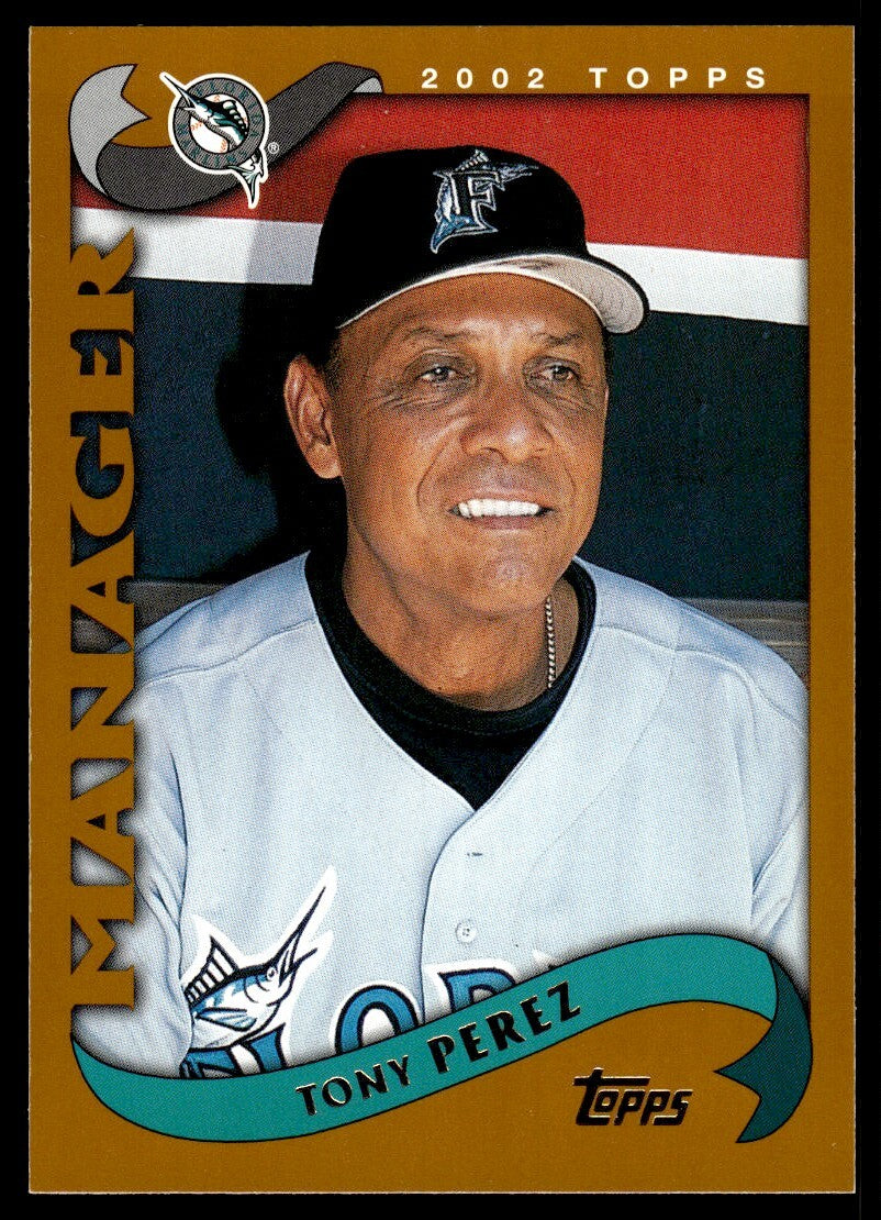 2002 Topps Baseball Card Tony Perez Baseball Card Florida Marlins #303