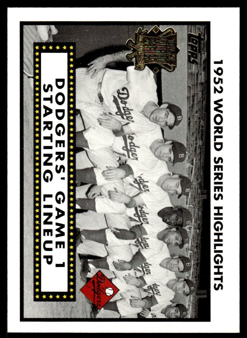 2001 Topps Baseball Card Dodgers' Game 1 Starting Lineup #52WS-1