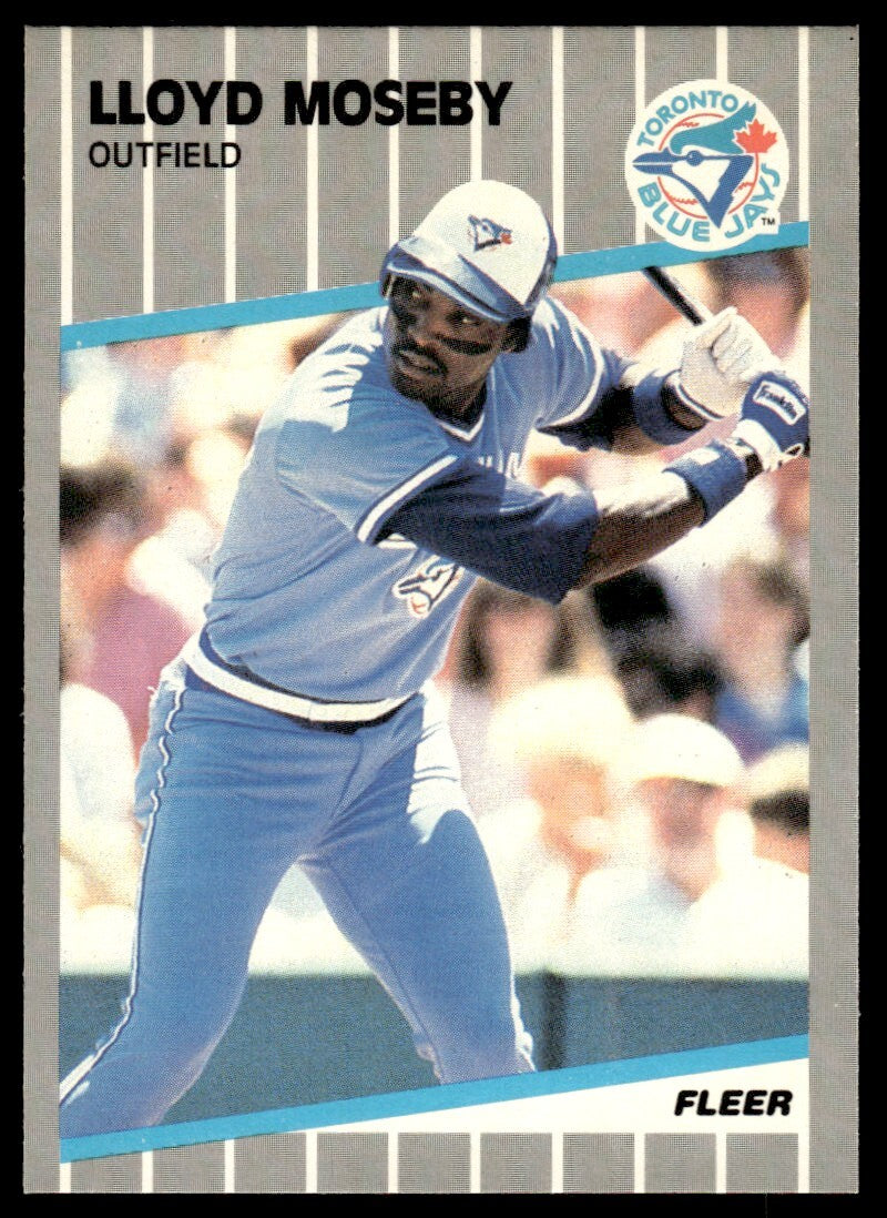 1989 Fleer Baseball Card Lloyd Moseby Toronto Blue Jays #241
