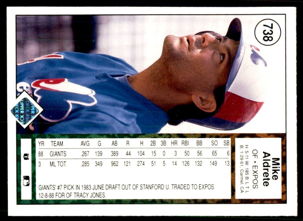 1989 Upper Deck Mike Aldrete Baseball Cards #738