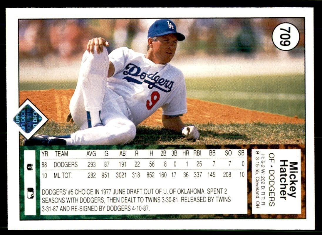 1989 Upper Deck Mickey Hatcher Baseball Cards #709
