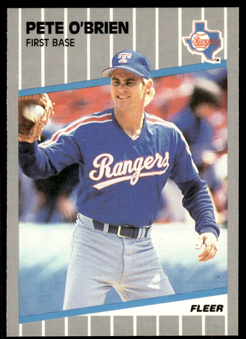 1989 Fleer Baseball Card Pete O'Brien Texas Rangers #529