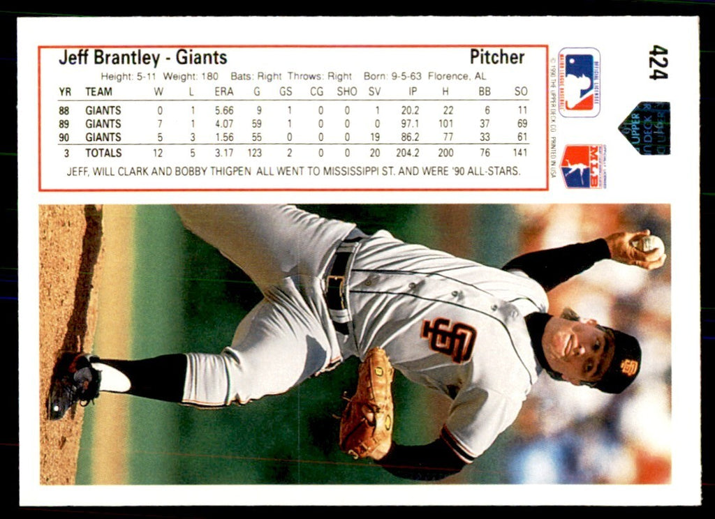 1991 Upper Deck Jeff Brantley Baseball Cards #424