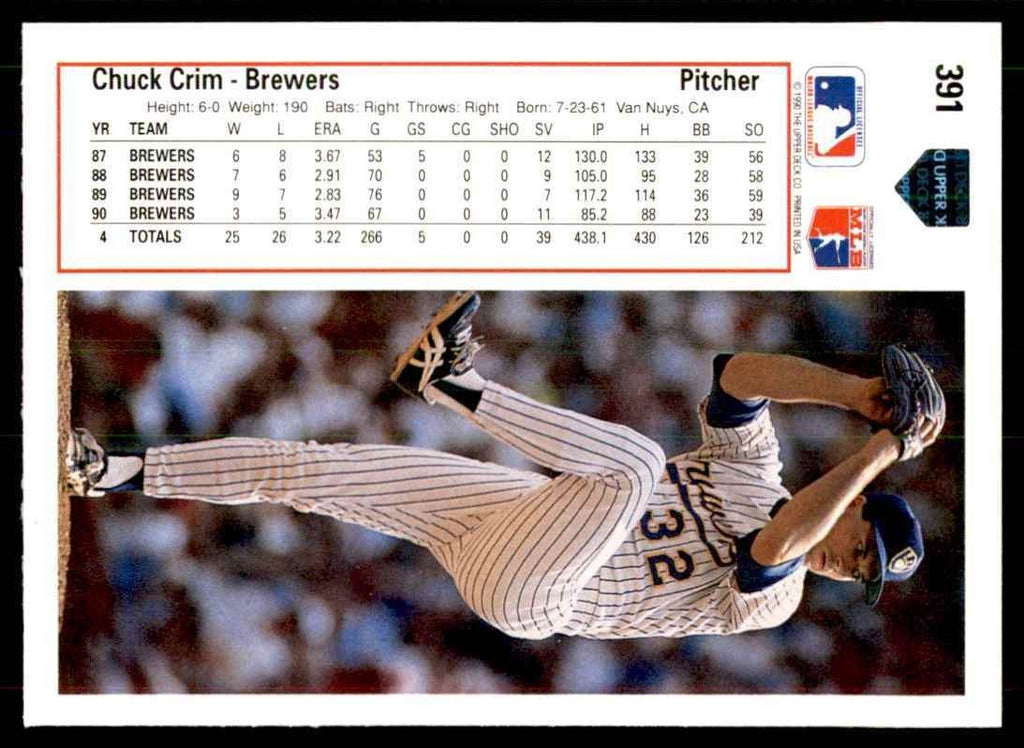1991 Upper Deck Chuck Crim Baseball Cards #391